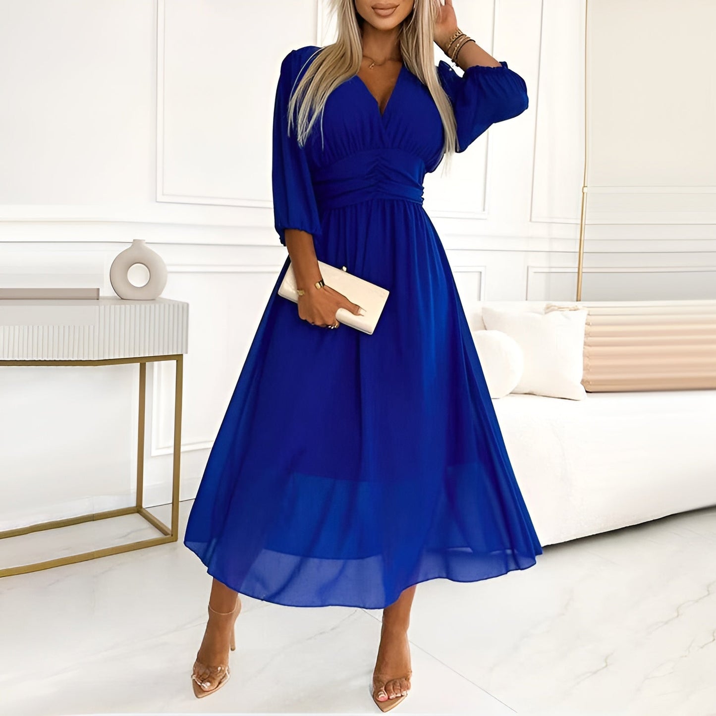 Sophia | Elegant Light Silk Chiffon Gown