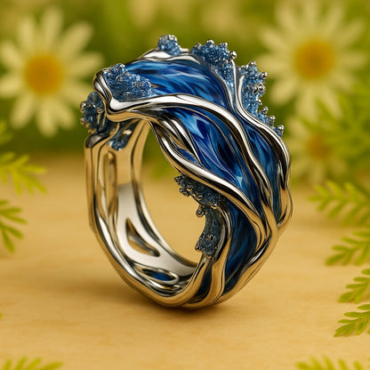 Vintage Golden Ocean Wavy Ring
