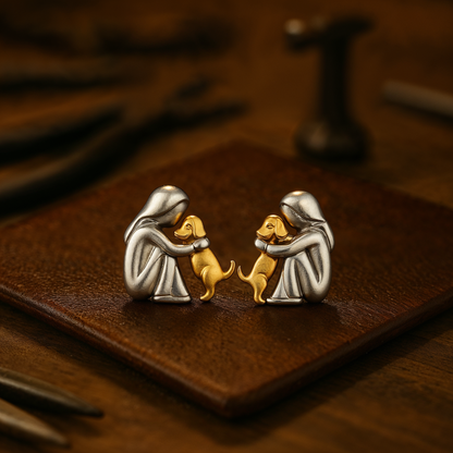 Two-tone Silver and Gold Hug Earrings