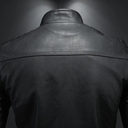 Stand Collar Leather Jacket