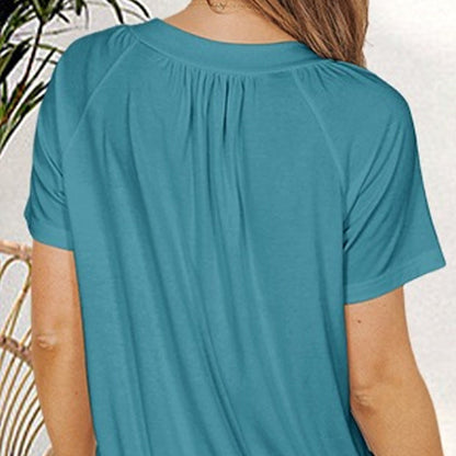 Pleated Charm V-Neck Blouse